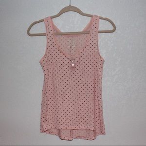 American Eagle Light Pink and Navy Polka Dot Tank